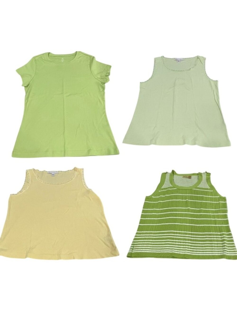 JM Collection Caslon Tank Top Lot PXL Green Casual Coastal Layers Indie 90s Y2K